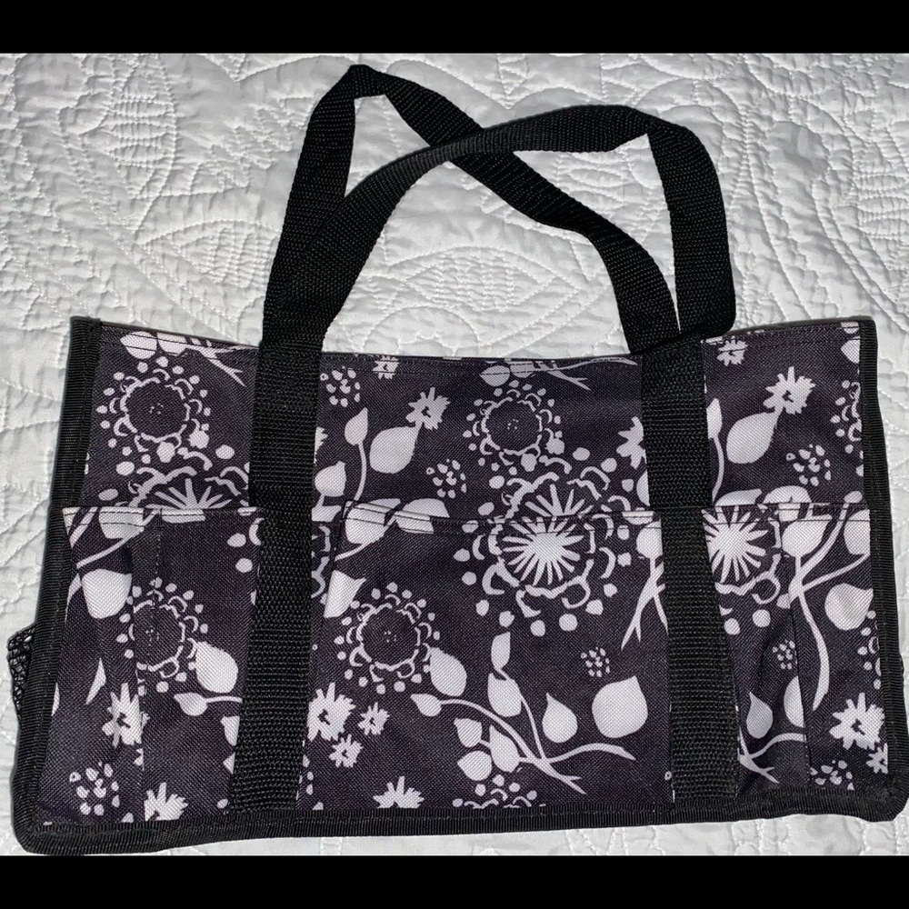 Thirty-One black and white floral bag